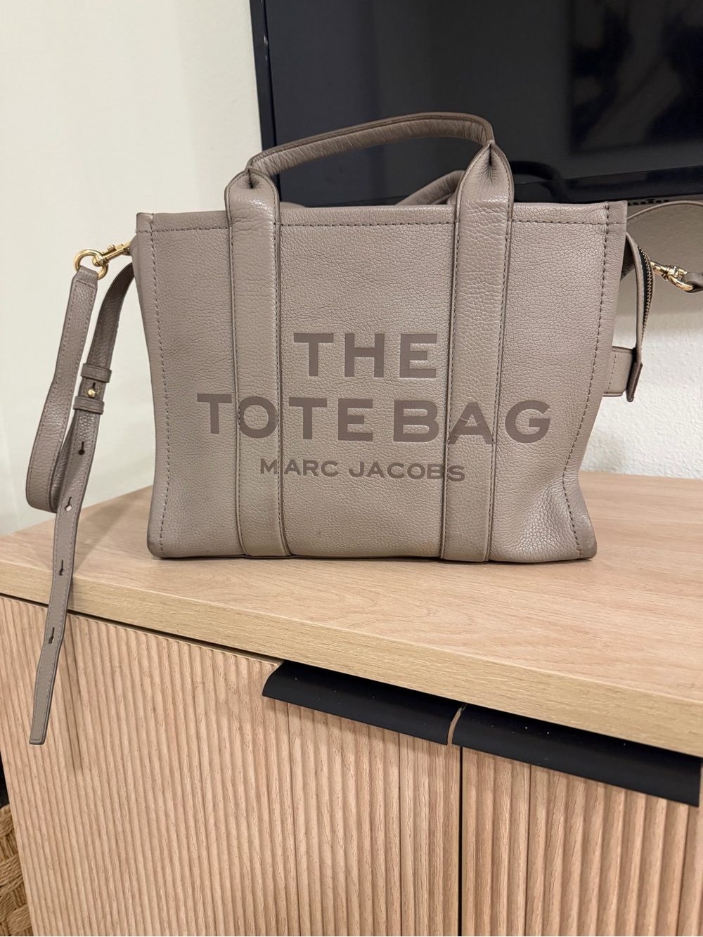 Marc Jacobs Taupe Leather Tote with Removable Strap